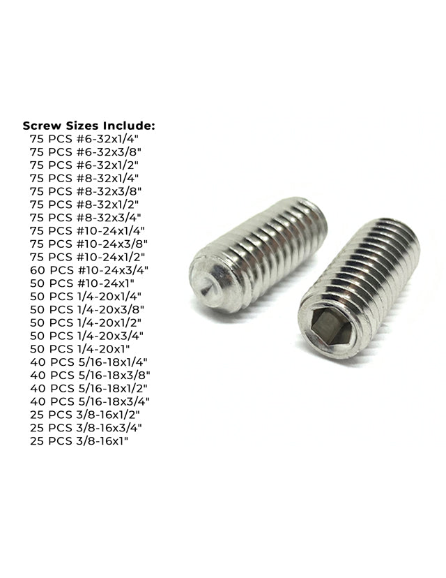Inch Stainless Steel Cup Point Allen Socket Set Screw Coarse - 1396 PCS