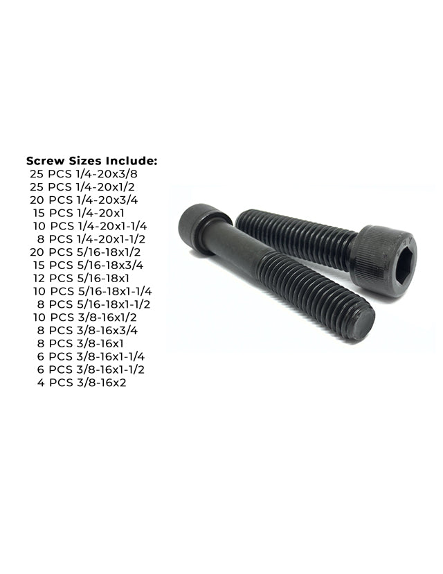 Inch Alloy Socket Cap Screws Black Oxide Finish Assortment - 211 PCS
