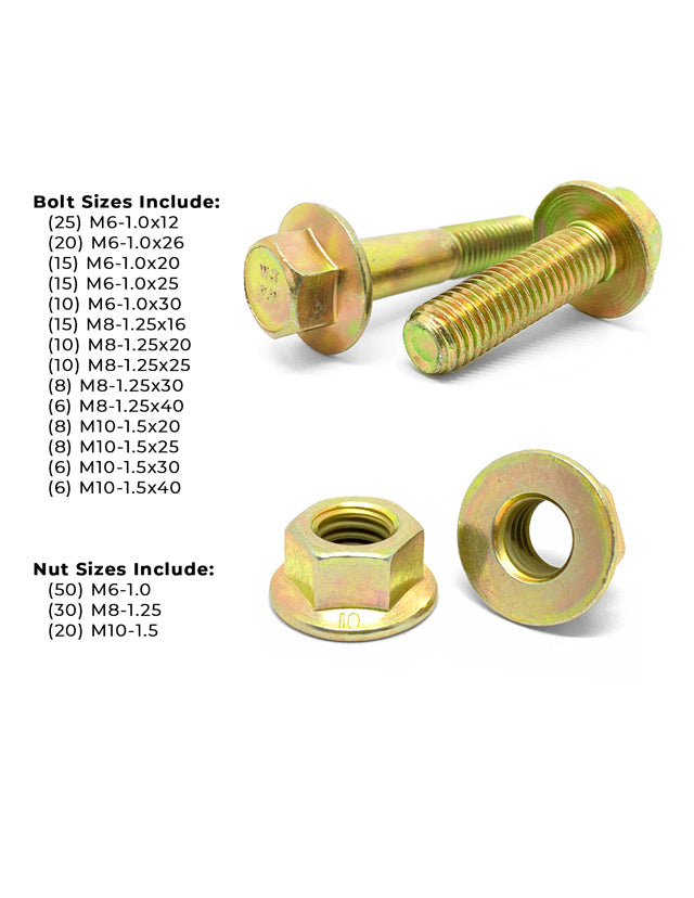 Metric Class 8.8 Hex Flange Bolts & Lock Nuts Assortment - 268 PCS