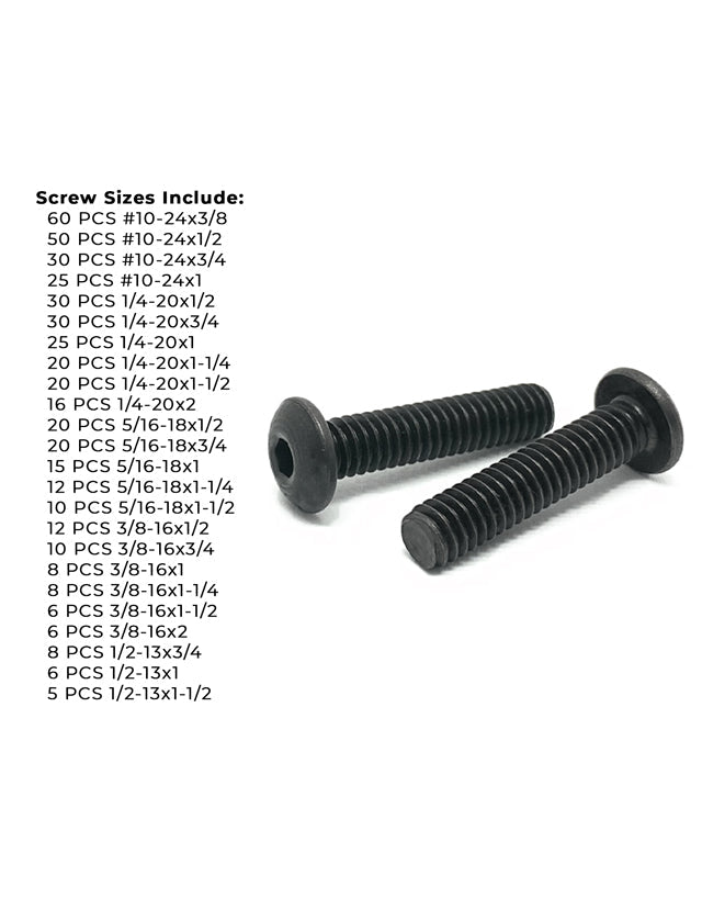 Alloy Allen Button Head Socket Cap Screws Bolts Black Oxide Assortment - 453 PCS