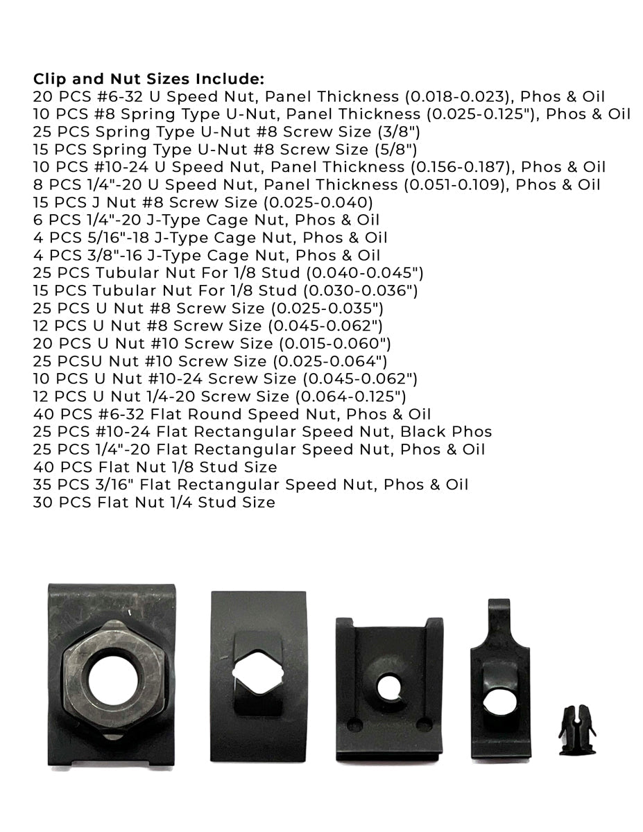 Inch Speed Nuts & U-Nuts Assortment - 457 PCS