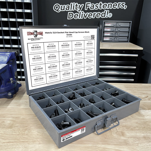 Metric Class 12.9 Flat Socket Screws Black Oxide - 453 PCS
