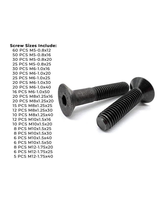 Metric Class 12.9 Flat Socket Screws Black Oxide - 453 PCS