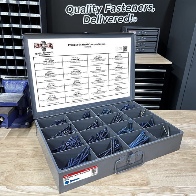 Phillips Flat Head Concrete Screws Assortment - 765 PCS