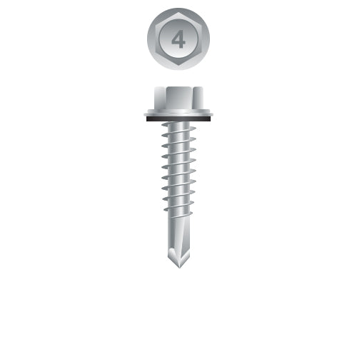 #10 Strong-Point Hex Washer Head w/Washer 10-16 x 2, 410 Stainless Steel