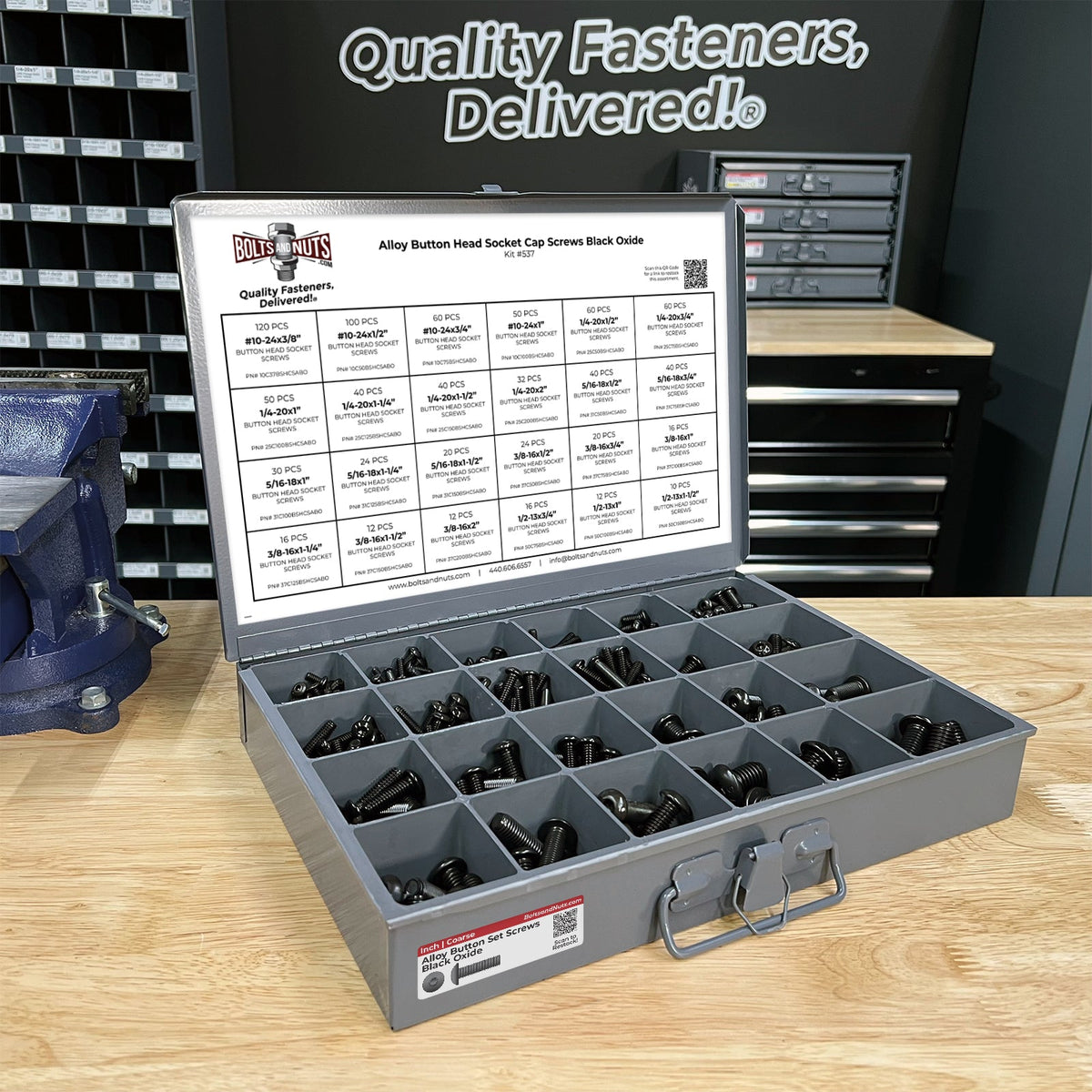 Alloy Allen Button Head Socket Cap Screws Bolts Black Oxide Assortment - 905 PCS