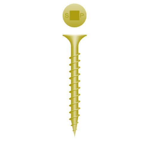 #6 Strong-Point Bugle Head 6 x 1-1/4, SQ, Coarse, Type '17', Zinc Yellow