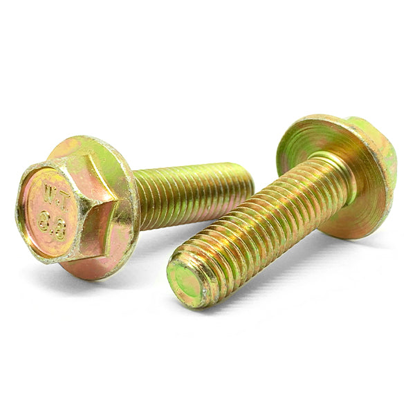 M6-1.0x14 Class 8.8 Hex Flange Bolts Zinc Yellow