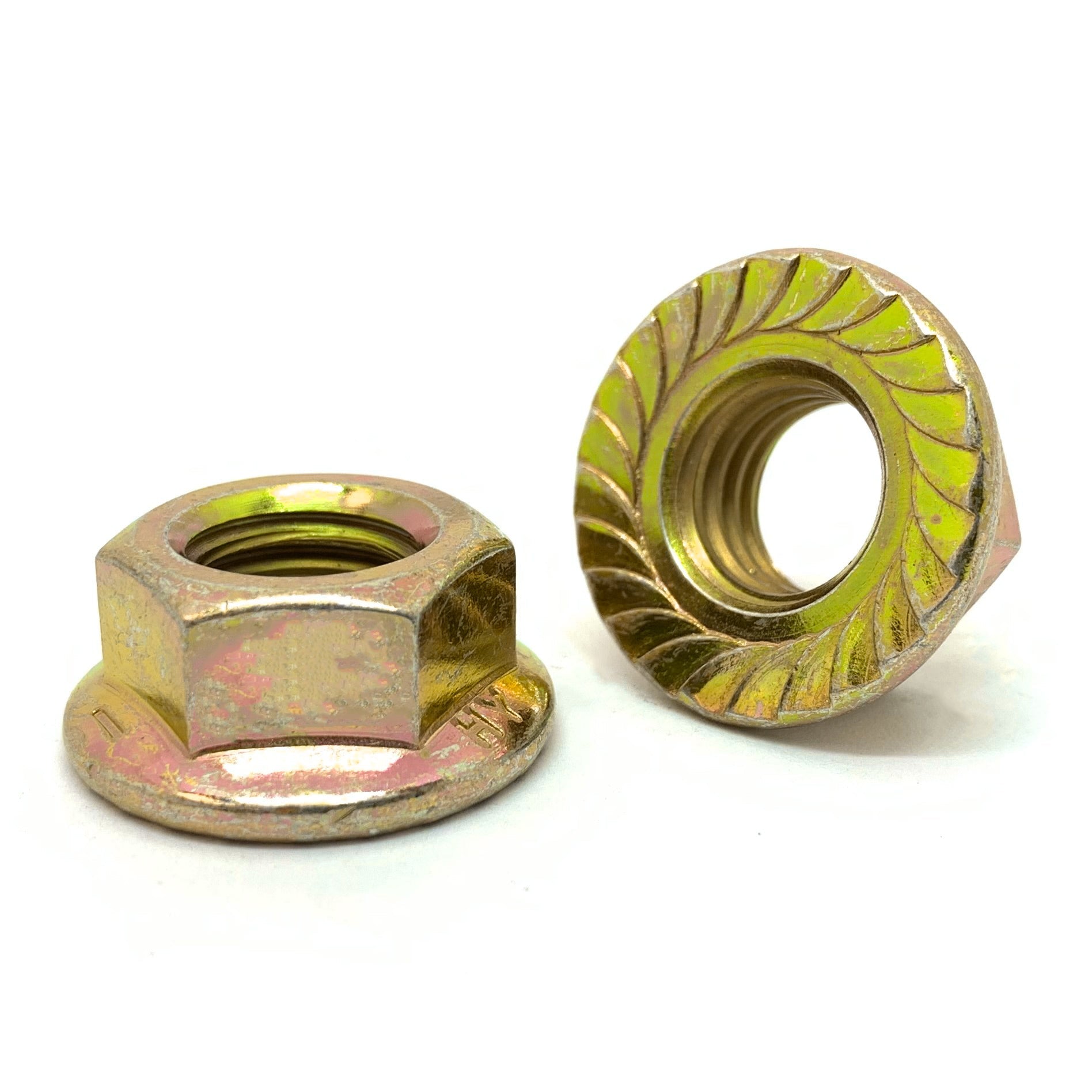 1/2"-13 Grade 8 Serrated Hex Flange Lock Nuts Zinc Yellow