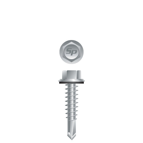 #12 Strong-Point Hex Washer Head w/Washer 12-14 x 1, Strong-Shield