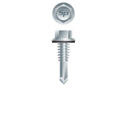 #12 Strong-Point Hex Washer Head w/Washer 12-24 x 7/8-Zinc