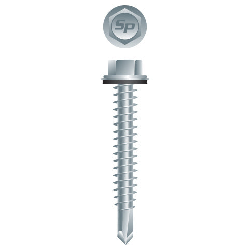 #8 Strong-Point Hex Washer Head w/Washer 8-18 x 1, Zinc
