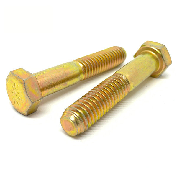 1/4"-20x3-1/2" Hex Cap Screws Grade L-9 Bolts USA Zinc Yellow