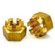 3/8"-16 Brass Slotted Hex Nuts