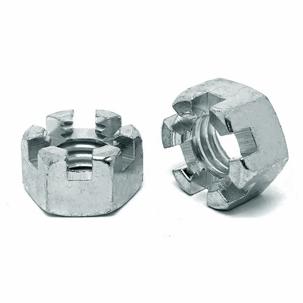 7/16"-14 Slotted Finished Hex Nuts Zinc Clear