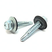 #12-14x2" 410 Stainless Steel Unslotted Hex Washer Head #3 Point Self Drilling Screws w/ Bonded Washers