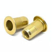 5/16-18 L (.150-.312) Steel Large Flange Knurled Body Rivet Nut Zinc Yellow