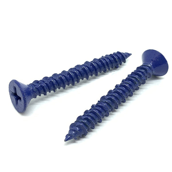1/4x1-1/4" Phillips Flat Head Concrete Screws Piercing Point Blue Finish