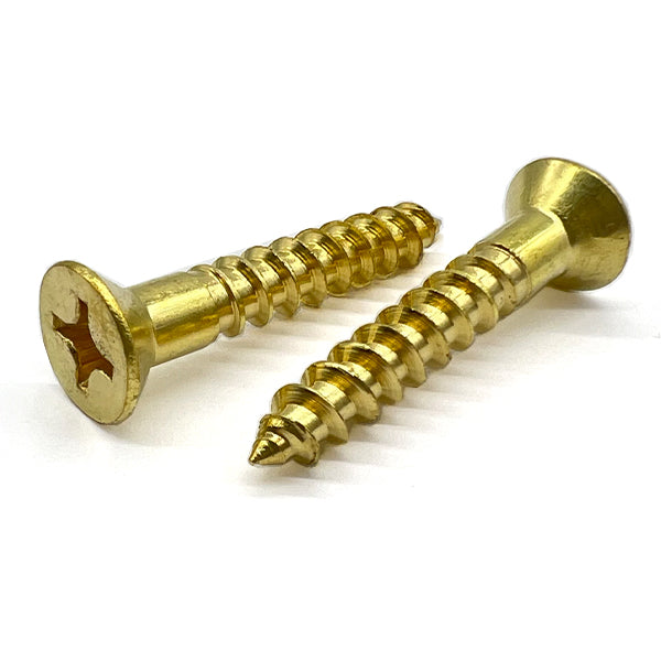 #14x3" Phillips Flat Head Wood Screws Brass