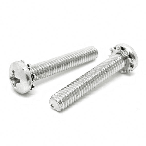 #10-32x5/8" 410 Stainless Steel External Tooth Sems Phillips Pan Head Machine Screws