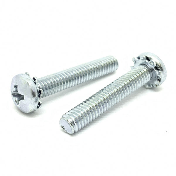 #8-32x1/2" External Tooth Sems Phillips Pan Head Machine Screws Zinc