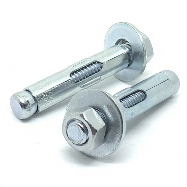 3/8-16x4" Sleeve Anchor w/ Hex Nuts & Washers Zinc Clear Steel