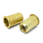 1/4-20 L (.165-.260) Steel Small Flange Knurled Body Rivet Nut Zinc Yellow