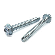 #6-20x3/8" Slotted Indent Hex Washer Head Type BT Thread Cutting Screws Zinc Clear