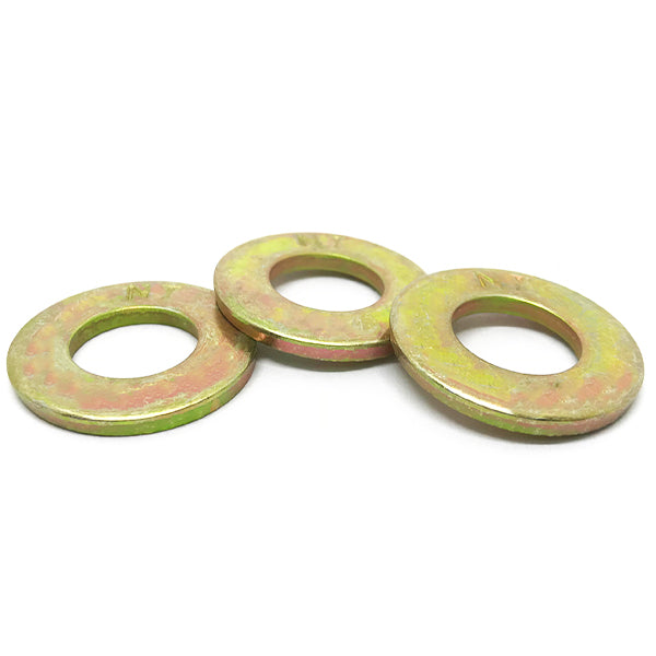 1/4" SAE Grade 8 Flat Washers Zinc Yellow (USA Made)