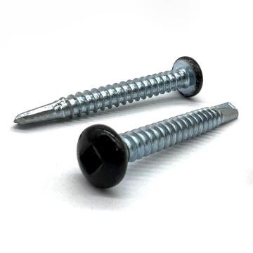 #8x1/2" Pan Head Square Drive #2 Point Self-Drilling TEKS Screw Black Painted Head Zinc