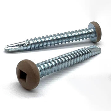 #6x1" Pan Head Square Drive #2 Point Self-Drilling TEKS Screw Tan Painted Head Zinc