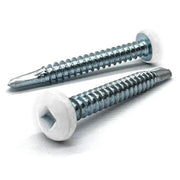 #6x1" Pan Head Square Drive #2 Point Self-Drilling TEKS Screw White Painted Head Zinc