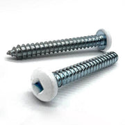 #6x1/2" Pan Head Square Drive Type AB Sheet Metal Screw White Painted Head Zinc