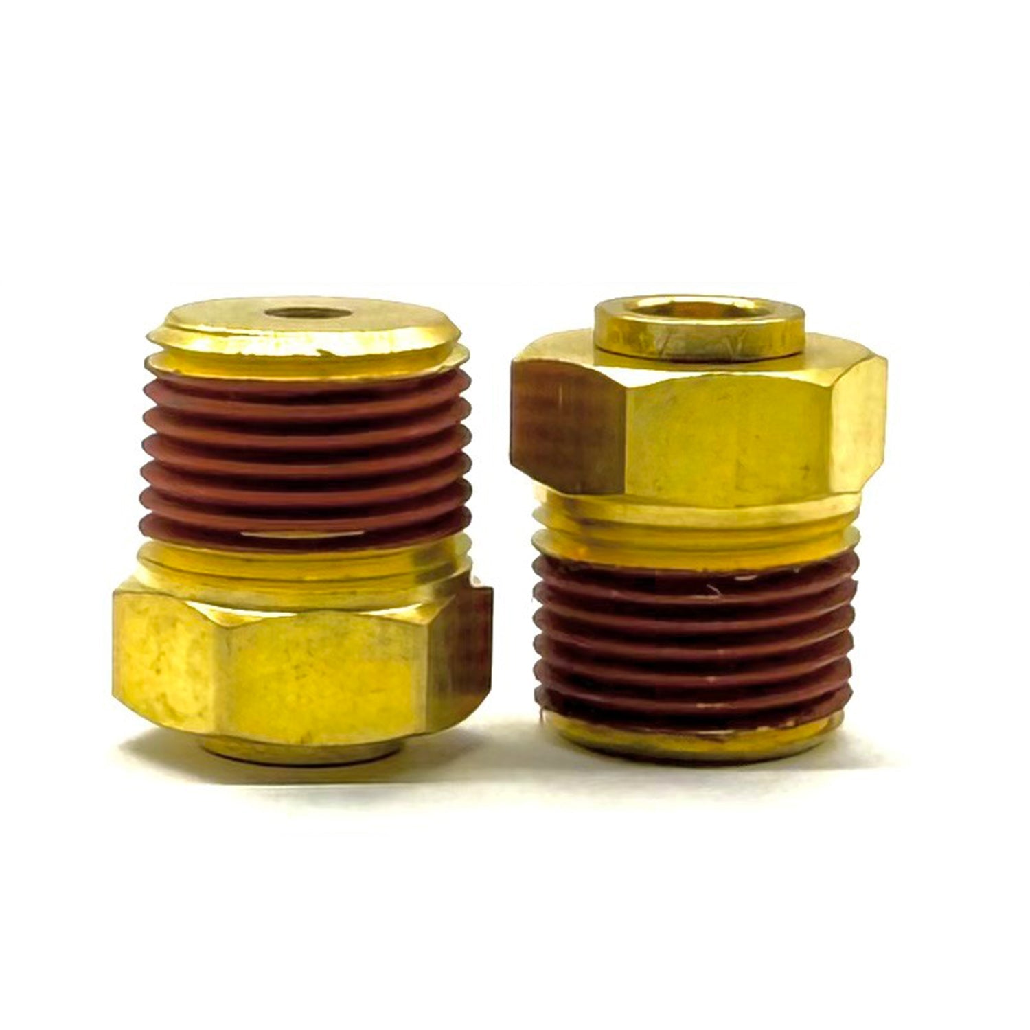 5/32" Tube to 1/8" NPT Straight Male Pipe Connector, Brass D.O.T. Push to Connect Air Brake Fitting with Red Acrylic Thread Sealant
