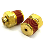 3/8" Tube to 3/8" NPT Straight Male Pipe Connector, Brass D.O.T. Push to Connect Air Brake Fitting with Red Acrylic Thread Sealant