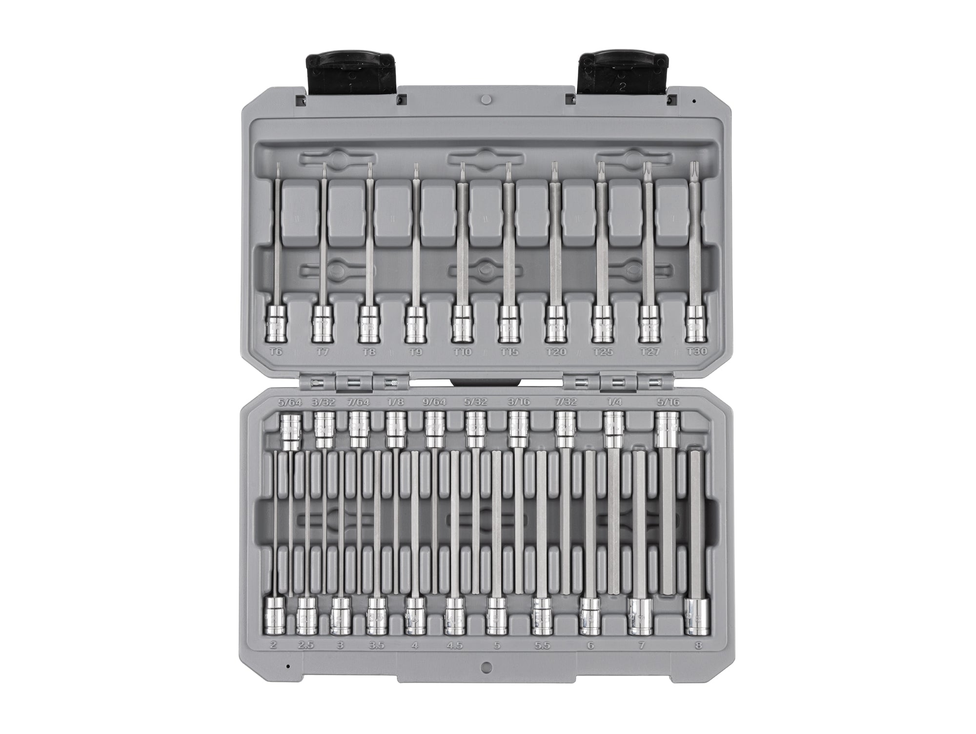 1/4 Inch Drive Long Hex and Torx Bit Socket Set with Case, 31-Piece (5/64 - 5/16 in., 2 - 8 mm, T6 - T30)