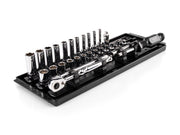 1/4 Inch Drive Shallow and Deep 6-Point Socket and Ratchet Set with Rails and Tray, 29-Piece (5/32 - 9/16 in.)