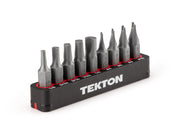 1/4 Inch Clutch and Spanner Bit Set with Rail, 9-Piece (1/8 - 1/4 in., #4 - #10)